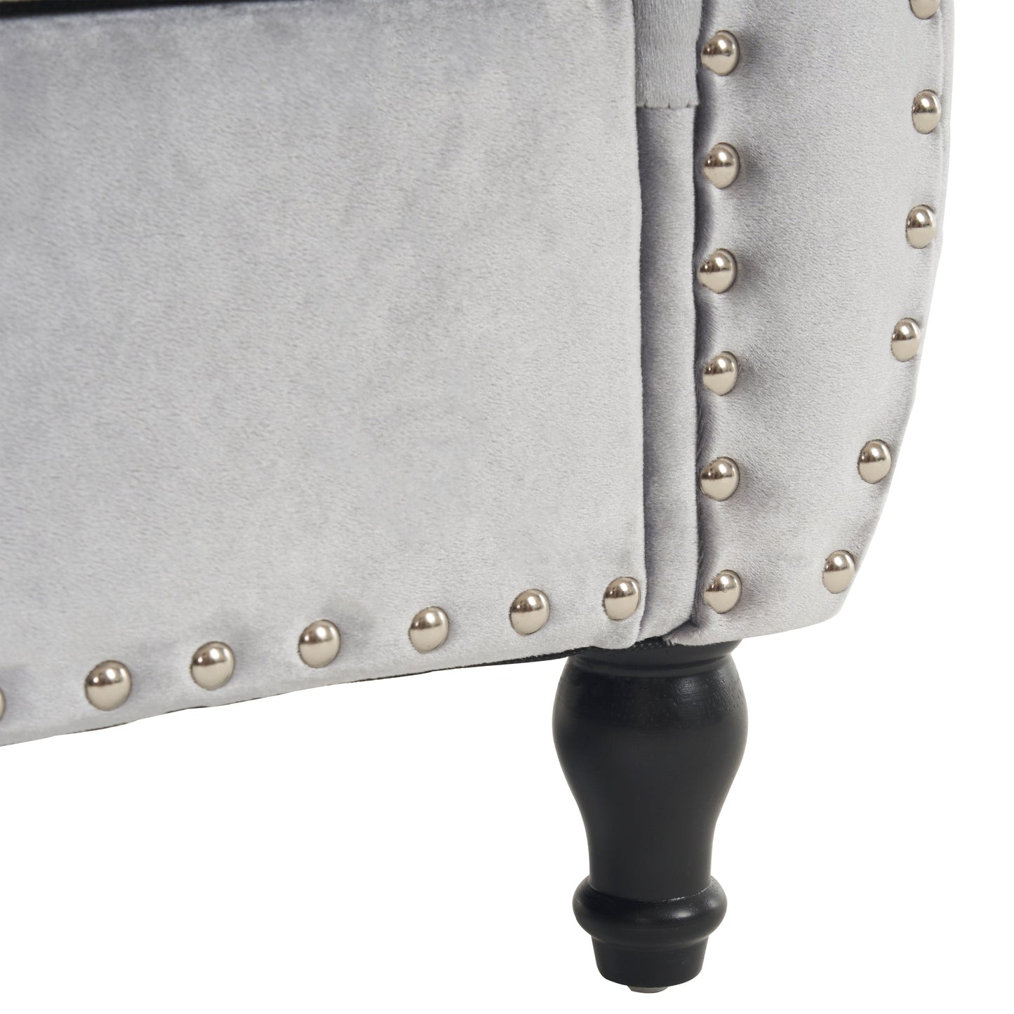 Velvet Multifunctional Storage Rectangular ottoman bench with 1 Pillow, grey - Korvel