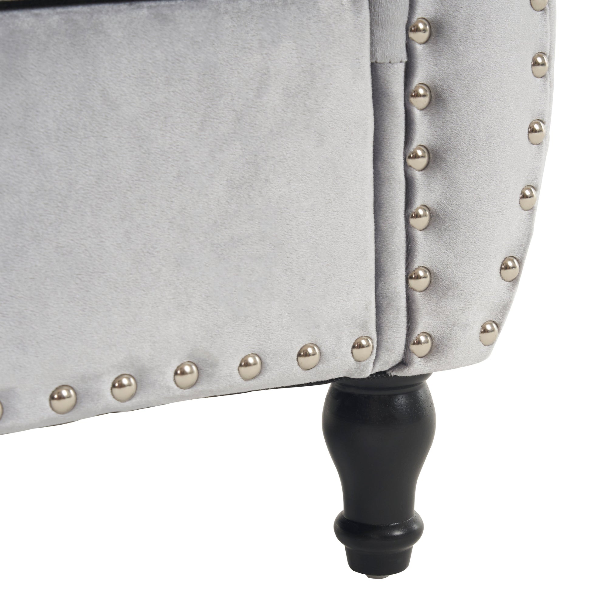 Velvet Multifunctional Storage Rectangular ottoman bench with 1 Pillow, grey - Korvel