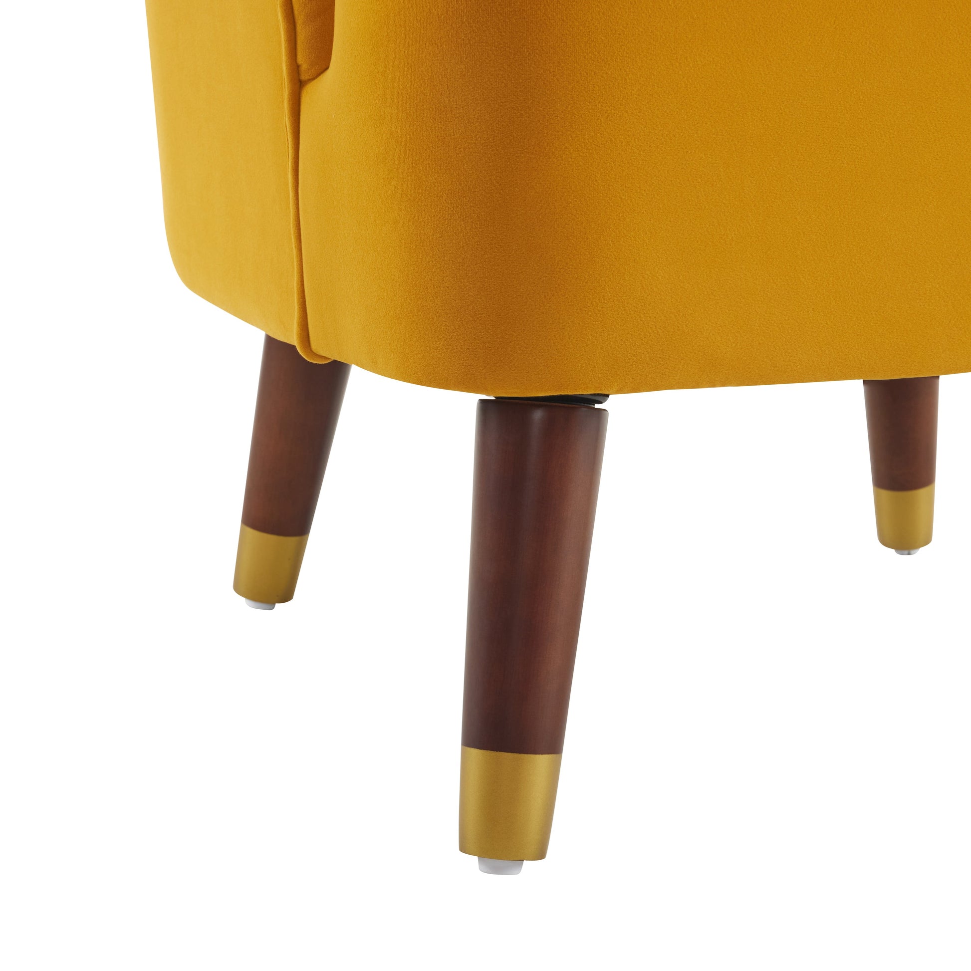 Upholstered Barrel Accent Chair With Wooden Legs - Korvel