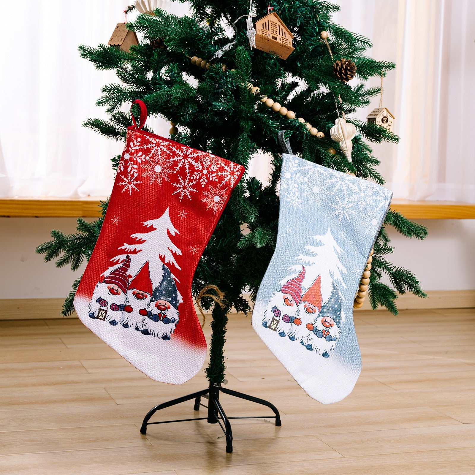 Christmas Decorations Rudolf Printed Christmas Socks Children's Gift with Large Christmas Socks - Korvel