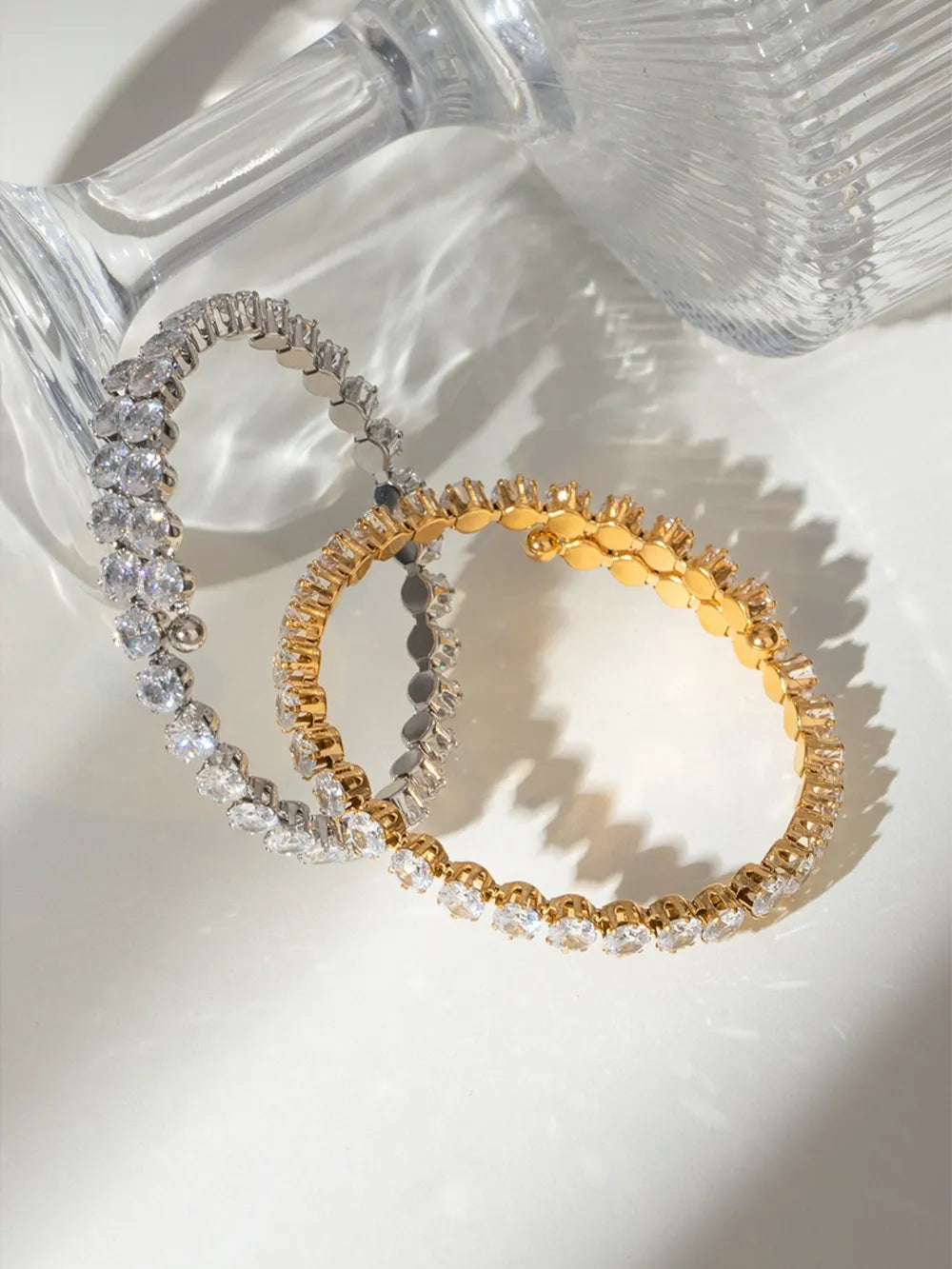 Stainless Steel Inlaid Zircon Bracelet - Korvel
