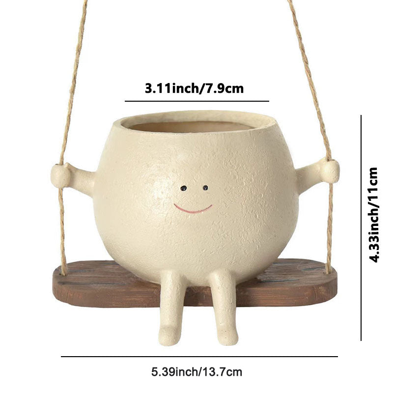 Swing Face Planter Resin Plant Succulent Pots Creative Wall Hanging Head Planter Multifunctional Home Garden Patio Accessories - Korvel