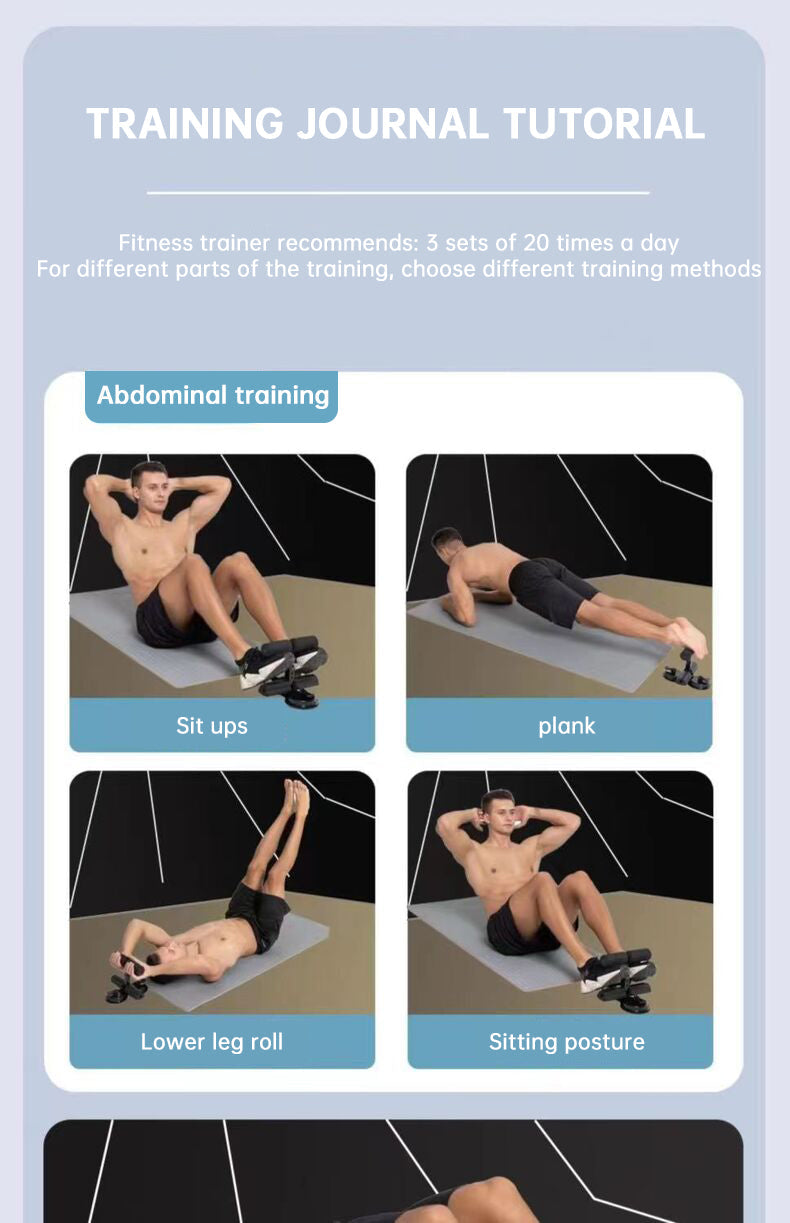 Portable Self-Suction Sit-up Bar Abdominal Core Trainer Movement Auxiliary Device Adjustable Sit Up Assistant - Korvel