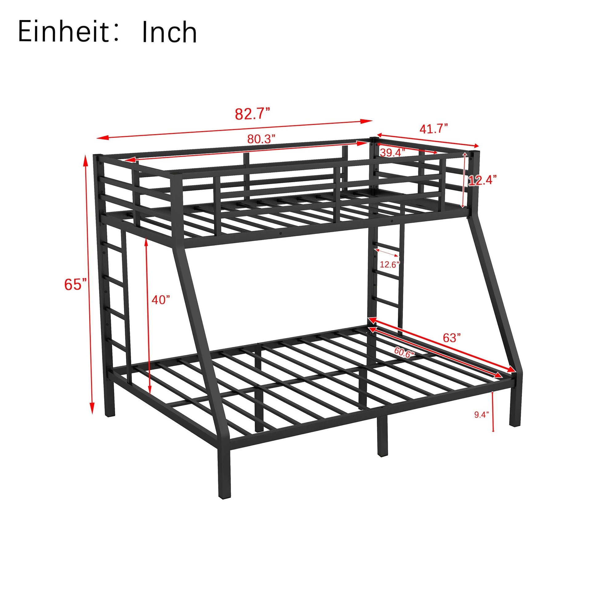 Metal Twin XL over Queen Bunk Bed for Teens and Adults,Space-Saving/Noise Reduced/No Box Spring Needed - Korvel
