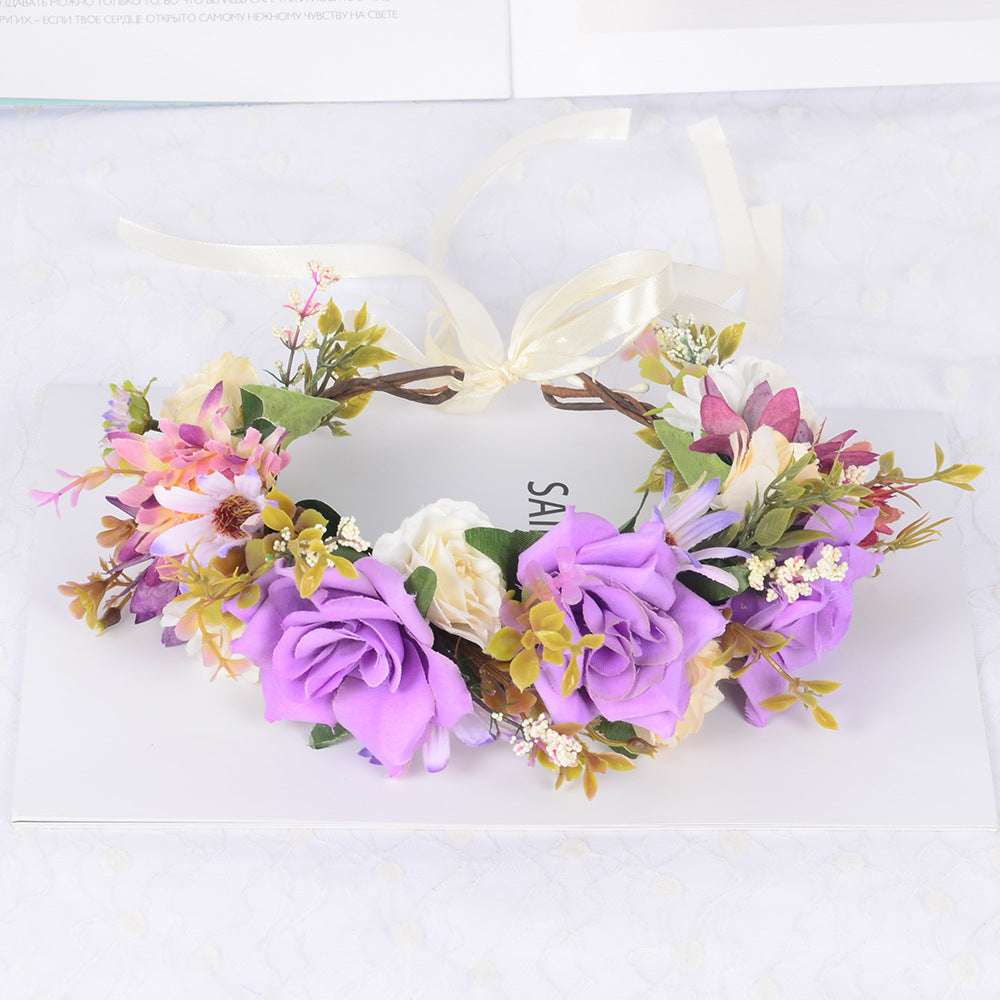 Flower garland headwear simulated flower vine flower crown vacation photography headwear - Korvel
