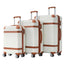 Hardshell Luggage Sets 3 Piece double spinner 8 wheels Suitcase with TSA Lock Lightweight 20''24''28'' White + ABS - Korvel