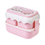 ins cartoon cute microwaveable large capacity double-layer portable lunch box lunch box - Korvel