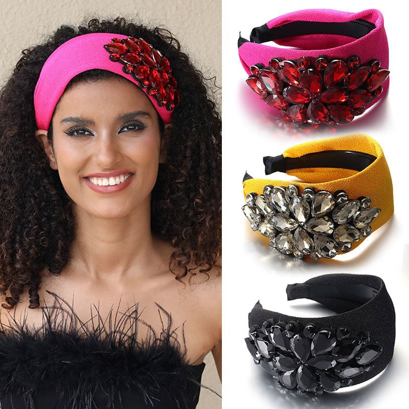 Elegant Solid Color Diamond Inlaid Anti-Slip Headband