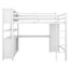 Wood Loft Bed with Cabinet and Bookshelf, Full Size Loft with Wardrobe and Desk for Kids,White - Korvel
