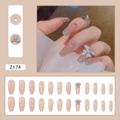 Fake Nails Fairy Long Wearing A Broken Diamond Butterfly Nail Stickers Detachable Finished Nail Pieces Nail Stickers Nails - Korvel