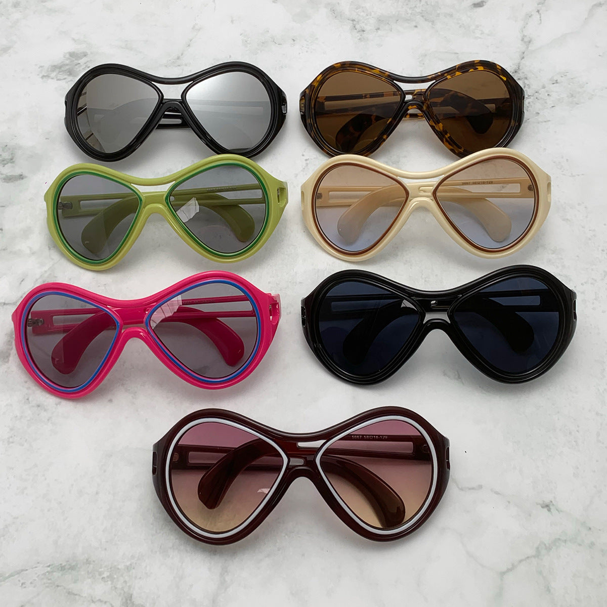 New European and American Sunglasses for Women UV400 Fashion Double Beam Round Frame Personalized PC Hollow Sunscreen Sunglasses - Korvel