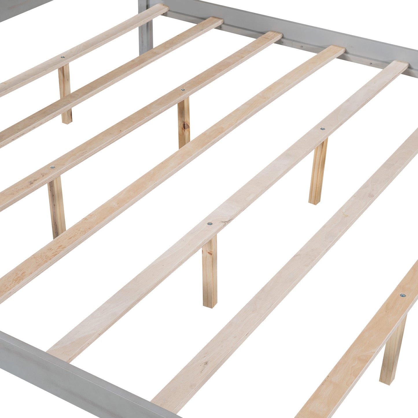 King Size Canopy Platform Bed with Headboard and Support Legs, Grey Wash - Korvel