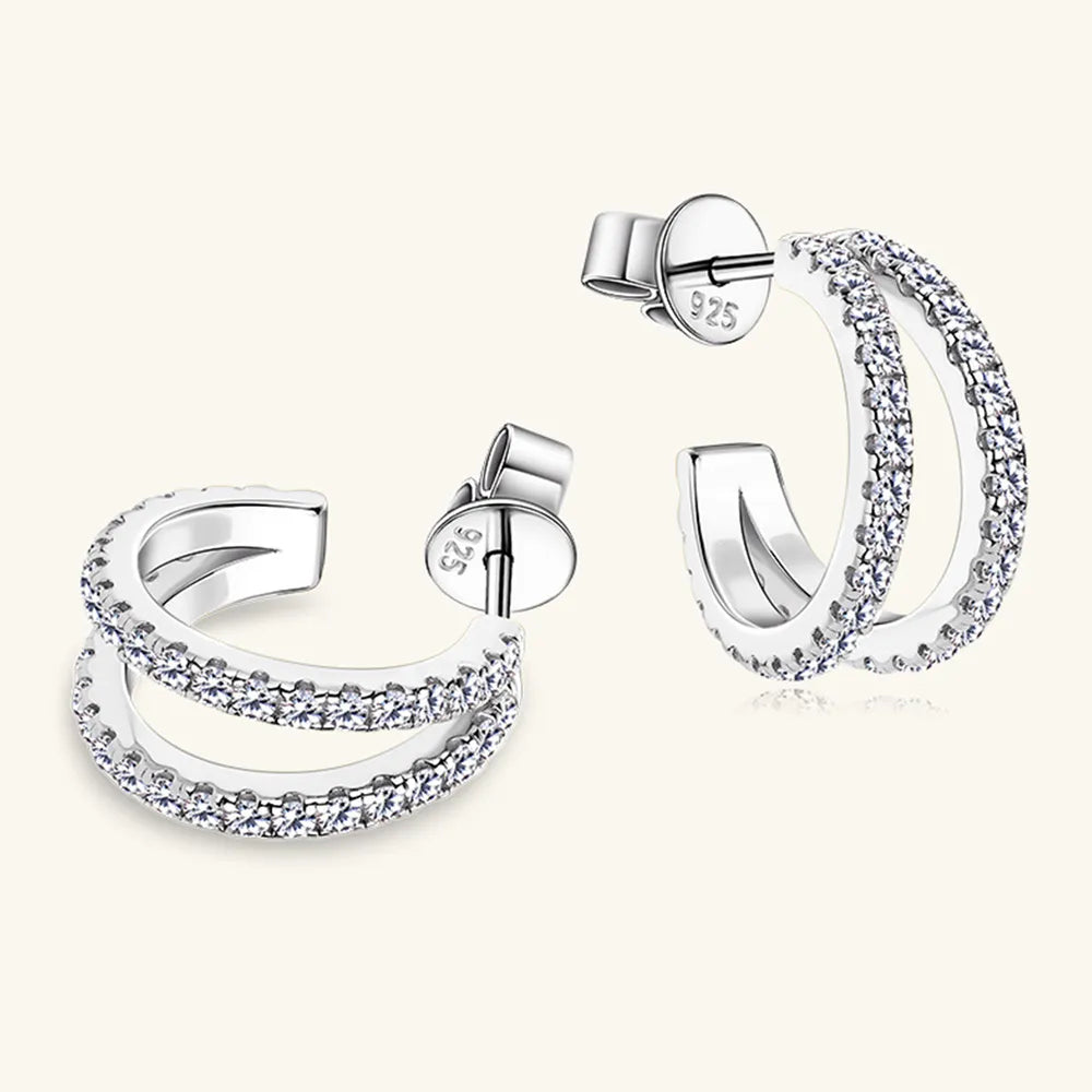 Moissanite 925 Sterling Silver C-Hoop Earrings - Korvel