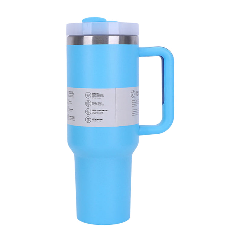 40 oz Insulated Tumbler with Straw, Handle & Lid – Stainless Steel, Hot & Cold Drinks, Fits Car Cup Holders - Korvel