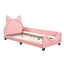 Twin Size Upholstered Daybed with Carton Ears Shaped Headboard  Pink - Korvel