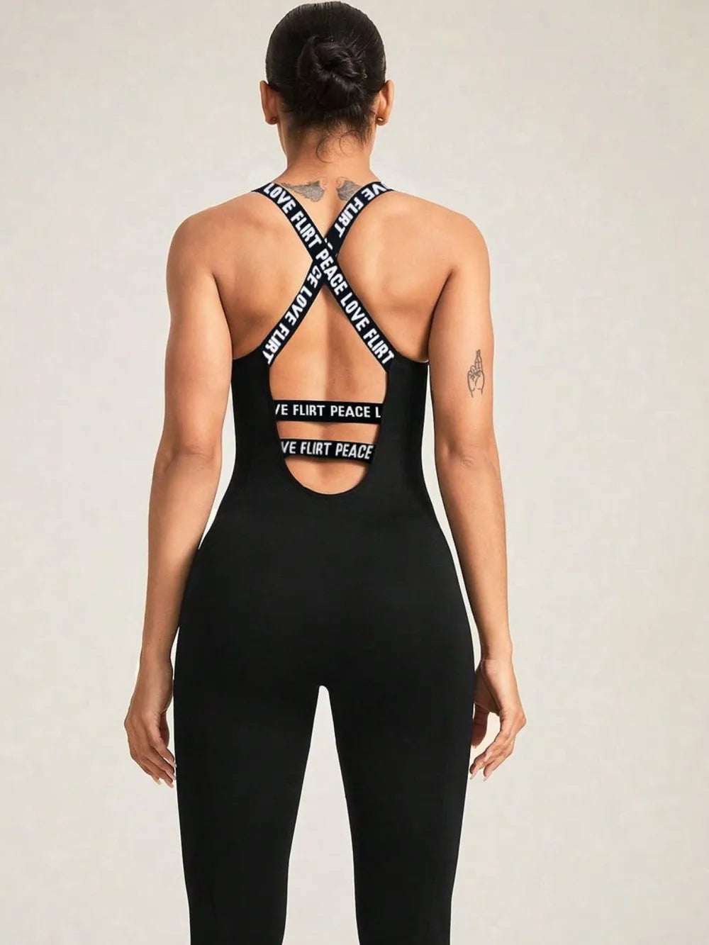Crisscross Back Sleeveless Active Jumpsuit - Korvel