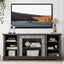 Mantel Stone modern entertainment console, manually stacked stone surrounds open storage space, gray - Korvel