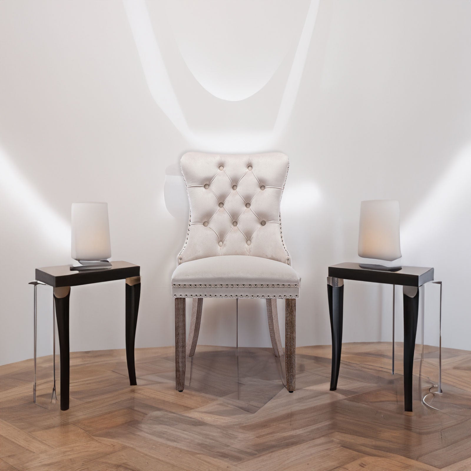 Nikki Collection Modern High-end Tufted Solid Wood Contemporary Velvet Upholstered Dining Chair 2-Pcs SetBeige - Korvel