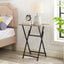 2-piece folding TV tray table without assembly, portable sofa side table, brown and black - Korvel