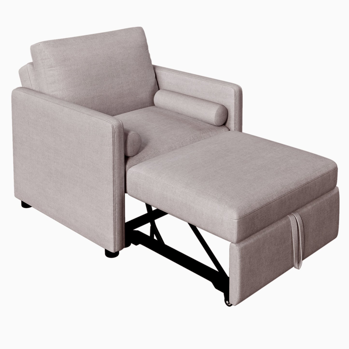3 in 1 Convertible Sleeper Chair with Adjustable Backrest, Lounger Chair Turns Into Bed, Single Bed for Living Room, Linen, Tan - Korvel