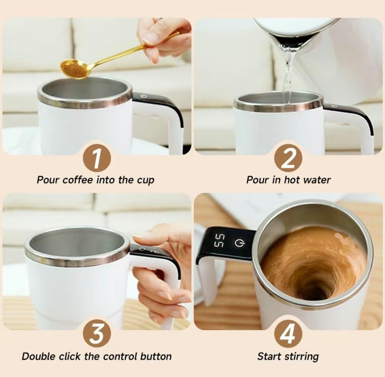 StirMate Thermal Mug - Self-Stirring Convenience