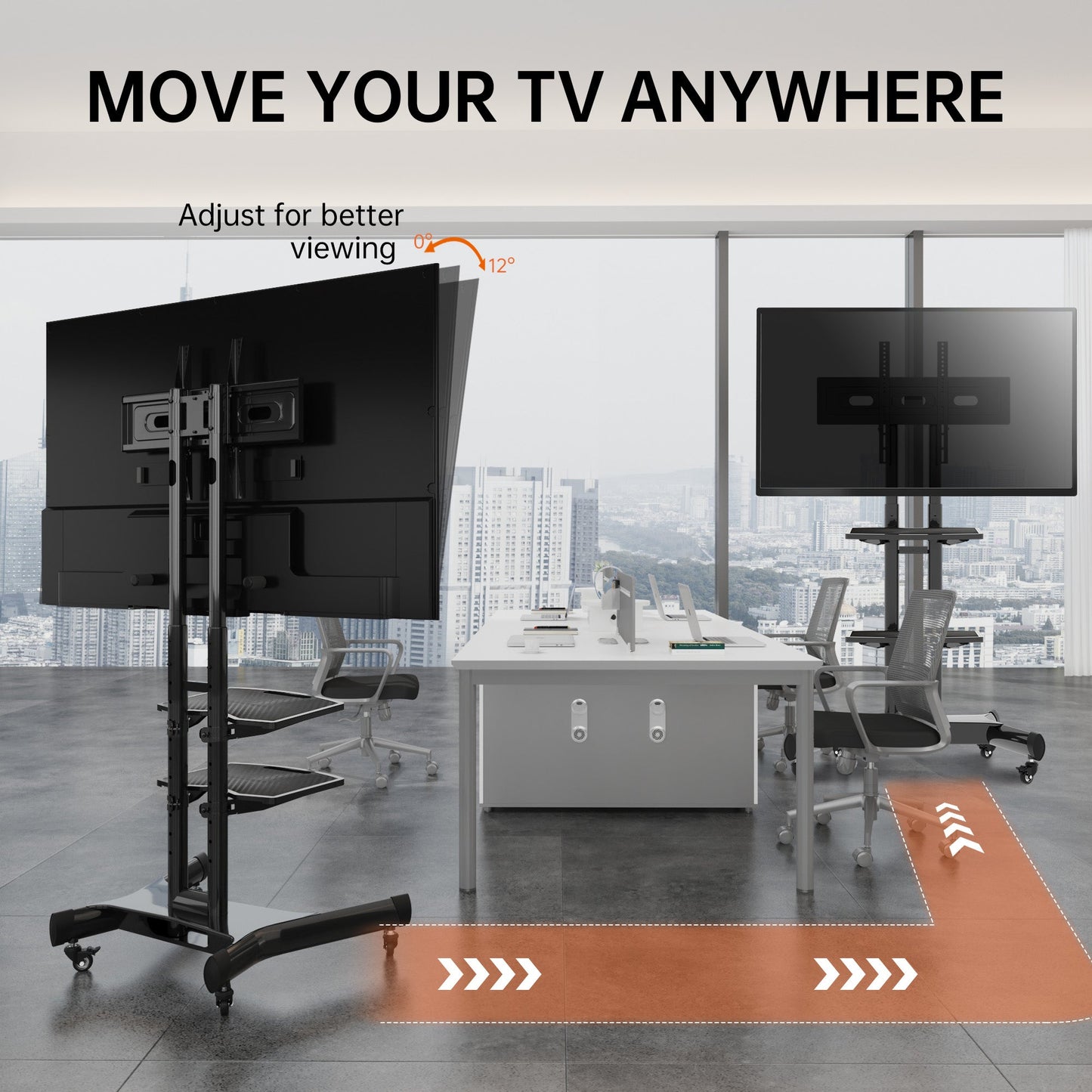 FANCO Universal Rotating TV Stand, suitable for 32-80 inch TVs, adjustable tilt height, maximum VESA 600x400mm (black) - Korvel