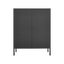 Elegant Black Kitchen Buffet Server Table with Doors