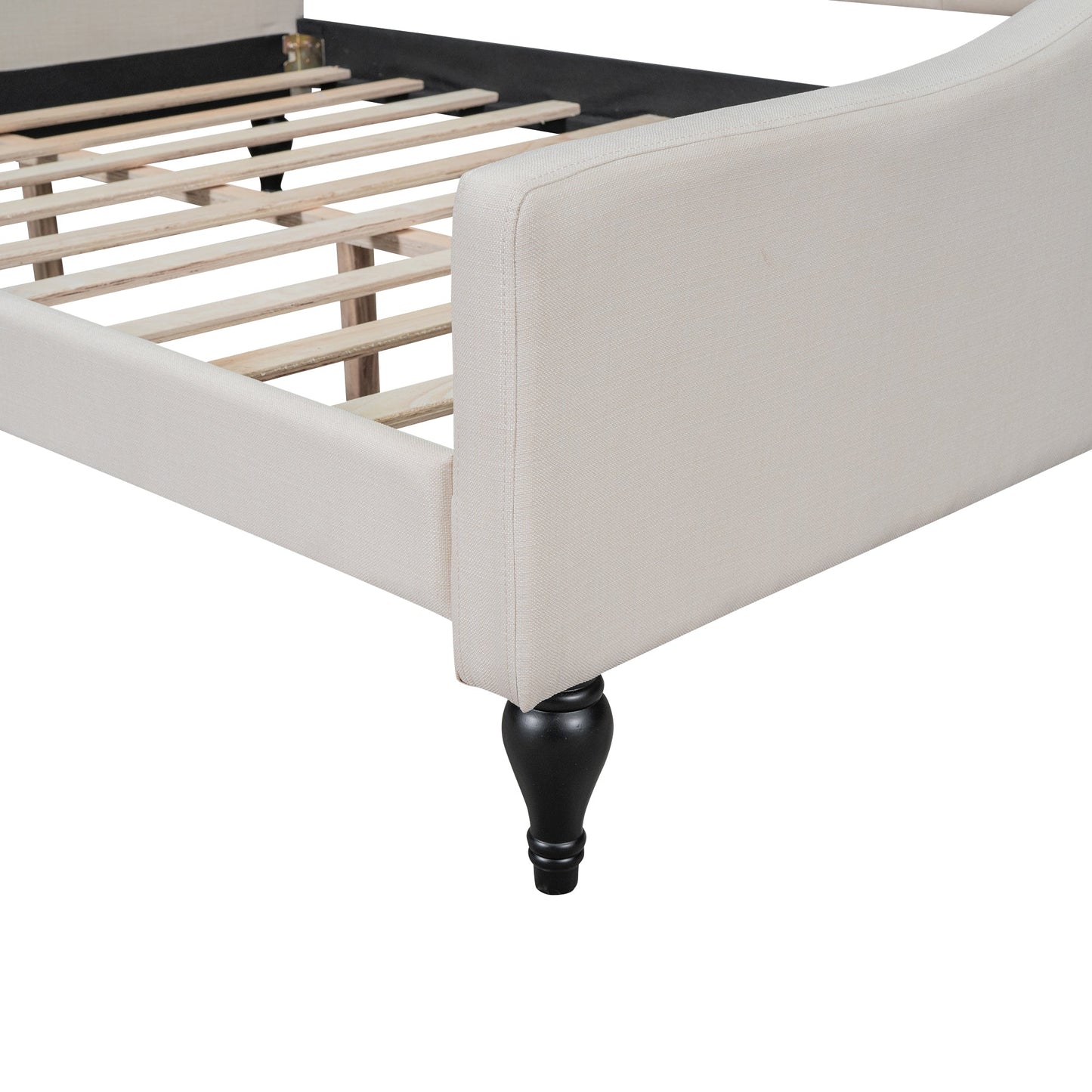 Full Size Upholstered Tufted Daybed in Beige