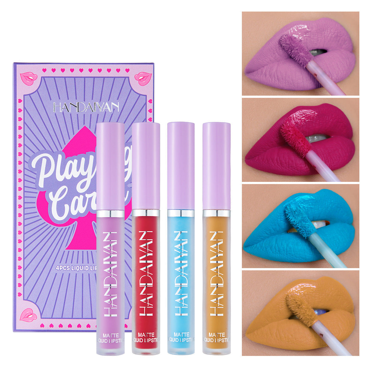 HANDAIYAN Playing Card Lipstick Set - 4 Matte Shades