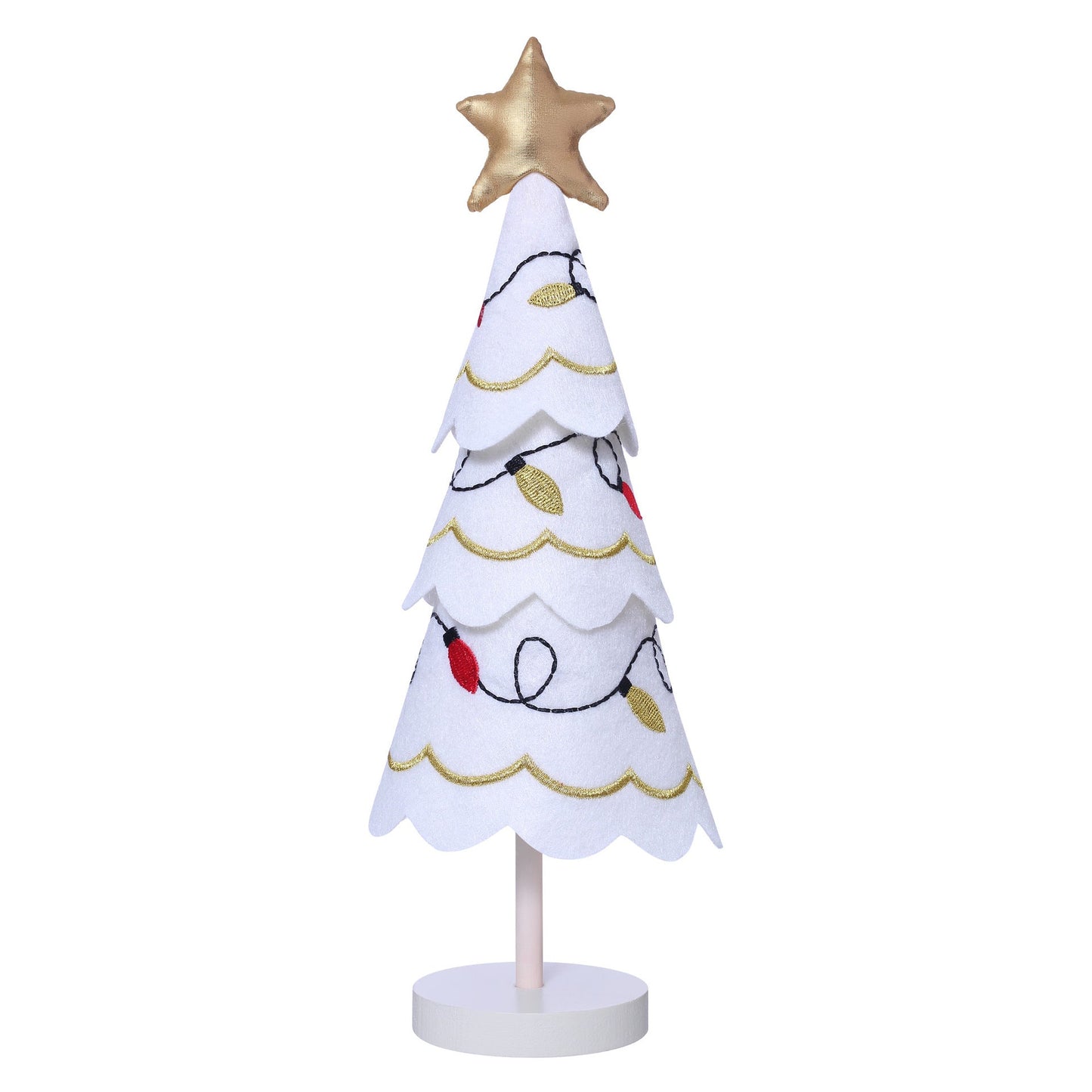 Cute Christmas Tree Fabric Wooden Display Window Desktop Christmas Embroidery Snowflake Decoration - Korvel