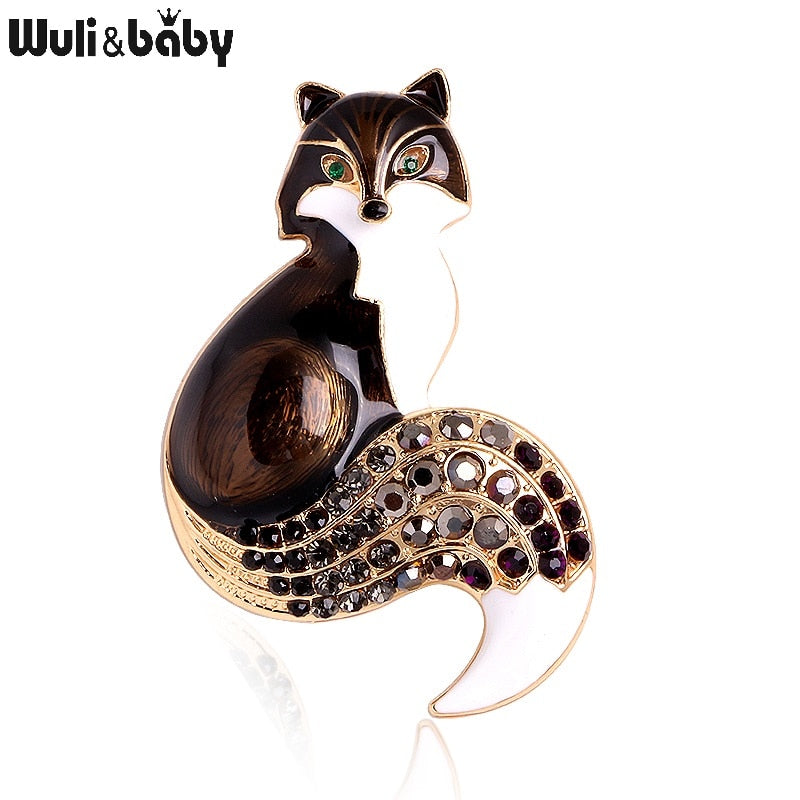Wuli&baby Rhinestone Enamel Fox Brooches For Women Animal Party Causal Brooch Pins Gifts - Korvel