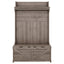 Hall tree with storage desk, entrance desk with drawers and 5 hooks, display rack,Oak - Korvel