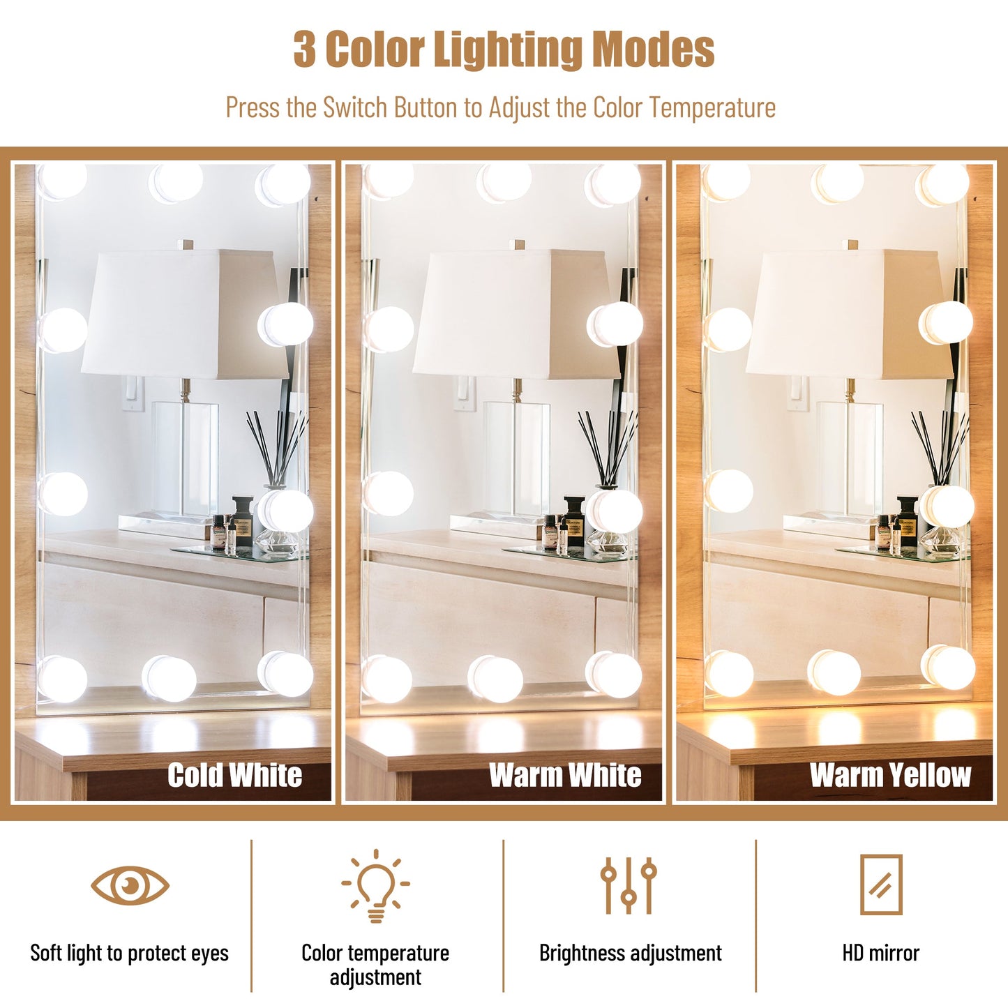 Elegant Bedroom Vanity Set with LED Mirror and Storage