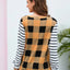 Plaid Striped Round Neck Long Sleeve T-Shirt - Korvel