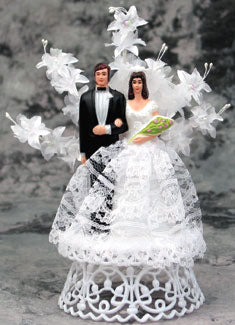 Bride & Groom Floral Spray Topper - 8" High