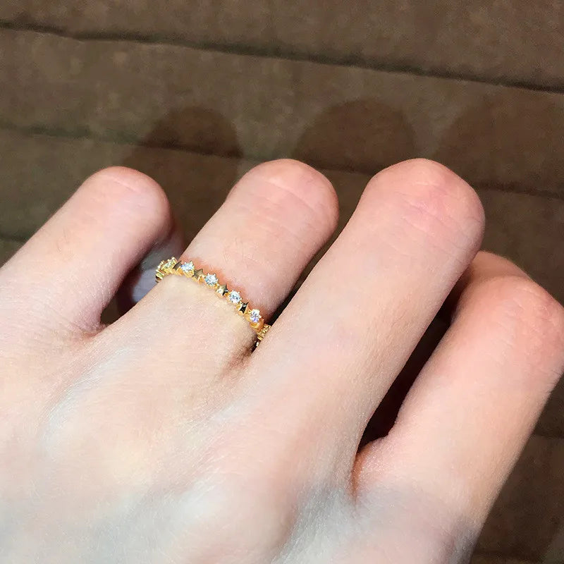 Bague en Zircon Plaqué Or et Argent Sterling 925 Élégante