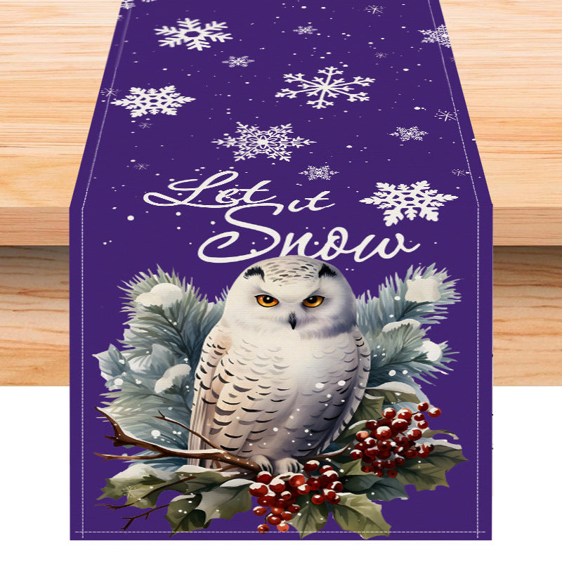 Owl Linen Table Runner for Festive Dining