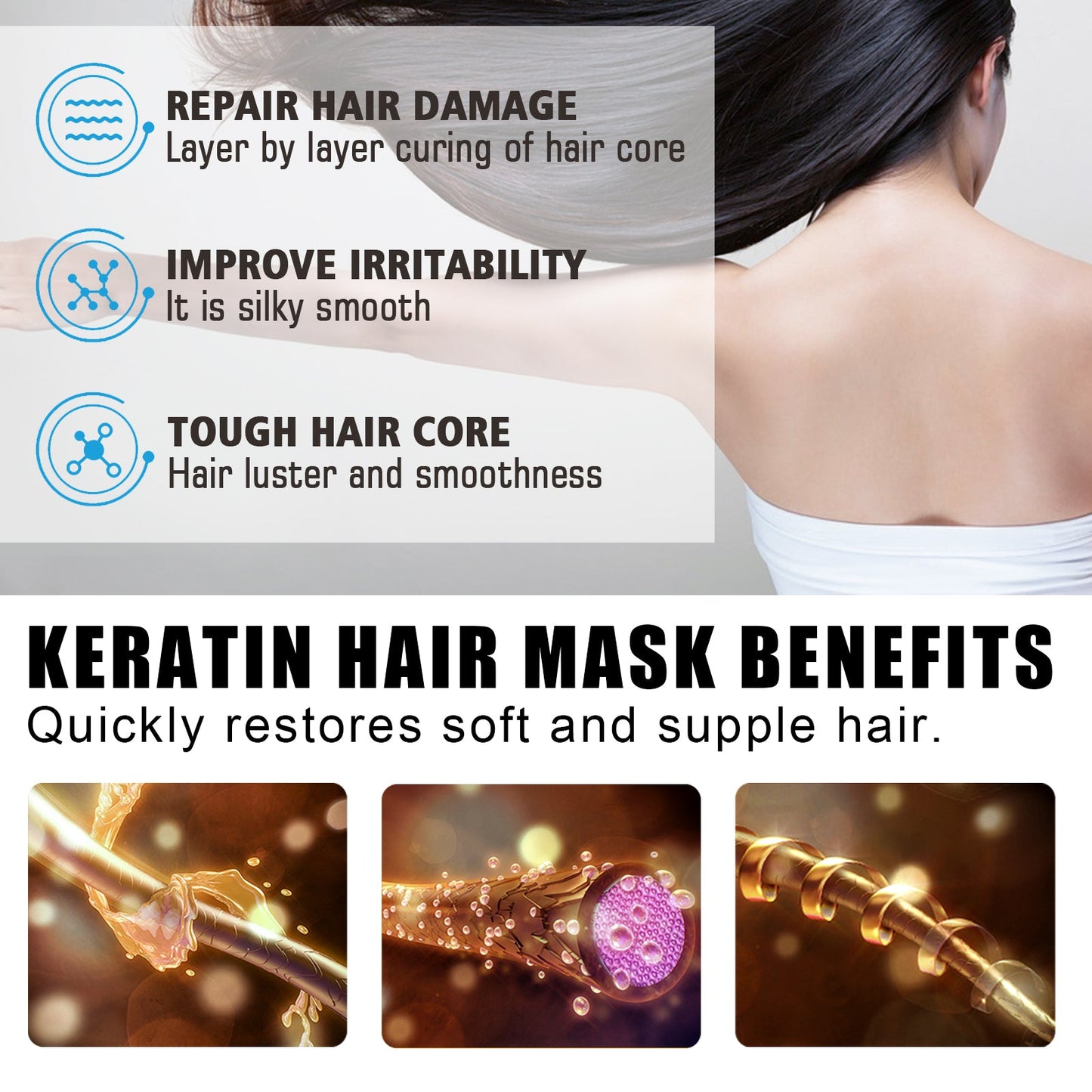 Moisturizing And Smooth Hair Mask, Repair Dry Hair, Split Hair, Smooth, Smooth And Moisturizing Hair Mask - Korvel