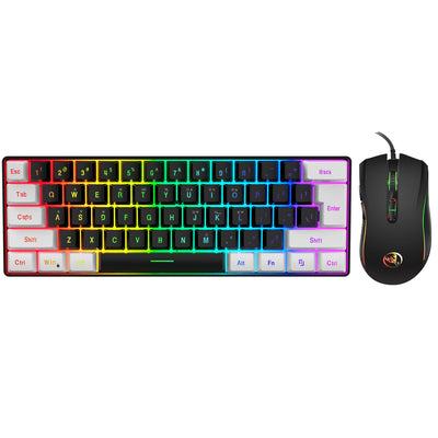 Mini 61 Key RGB Keyboard and Mouse Set Type-C Keyline Separate Connection Gaming Keyboard and Mouse - Korvel