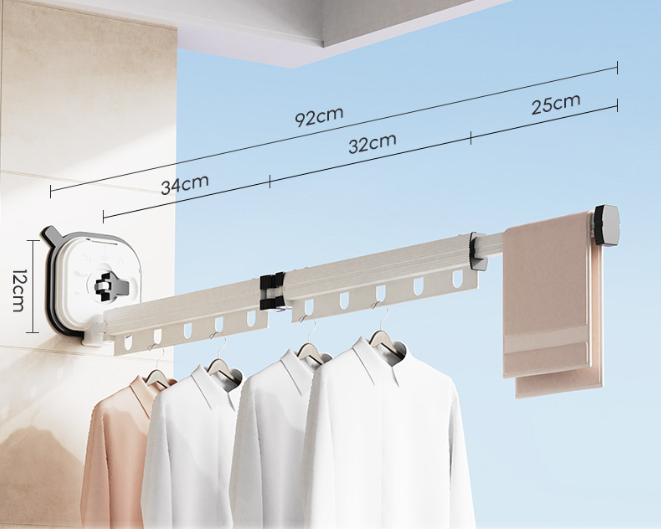 Multifunctional Retractable Fold Away Clothes Drying Hanger Space-Saving Bathrooms Usage - Korvel
