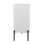 Modern characteristic storage cabinet side panel with glass sliding door and 3 drawers, dining table cabinet in white color - Korvel
