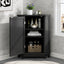 Black Bathroom Cabinet Triangle Corner Storage Cabinet with Adjustable Shelf Modern Style MDF Board - Korvel