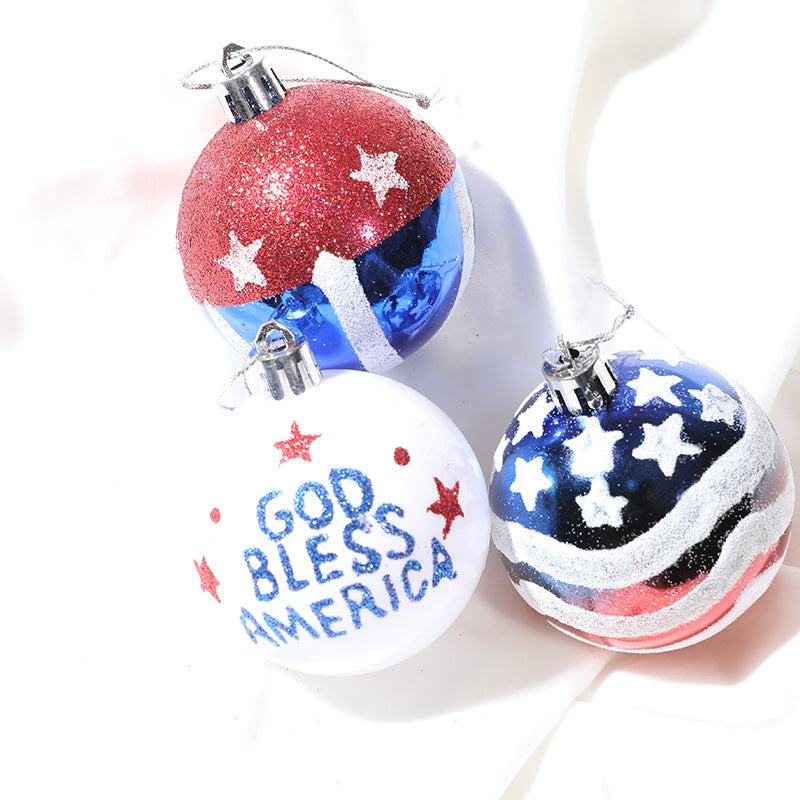 American Independence Day Christmas Plastic Balls Christmas Tree Decoration Hand drawn Ball Set - Korvel
