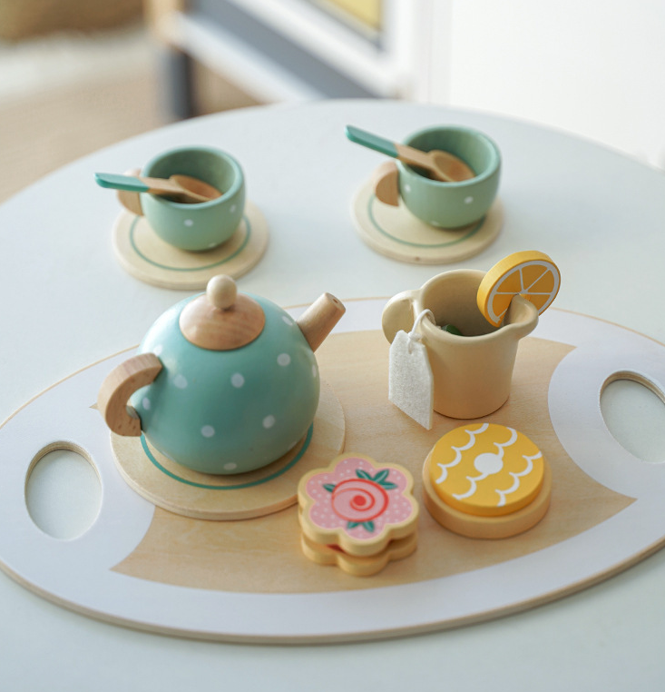 Children's Home Afternoon Tea Desserts Cake Sales Teapot Cups Tea Set Wooden Christmas Toys Gifts - Korvel