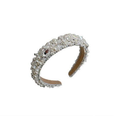 Elegant Handmade Beaded Crystal Pearl Headband