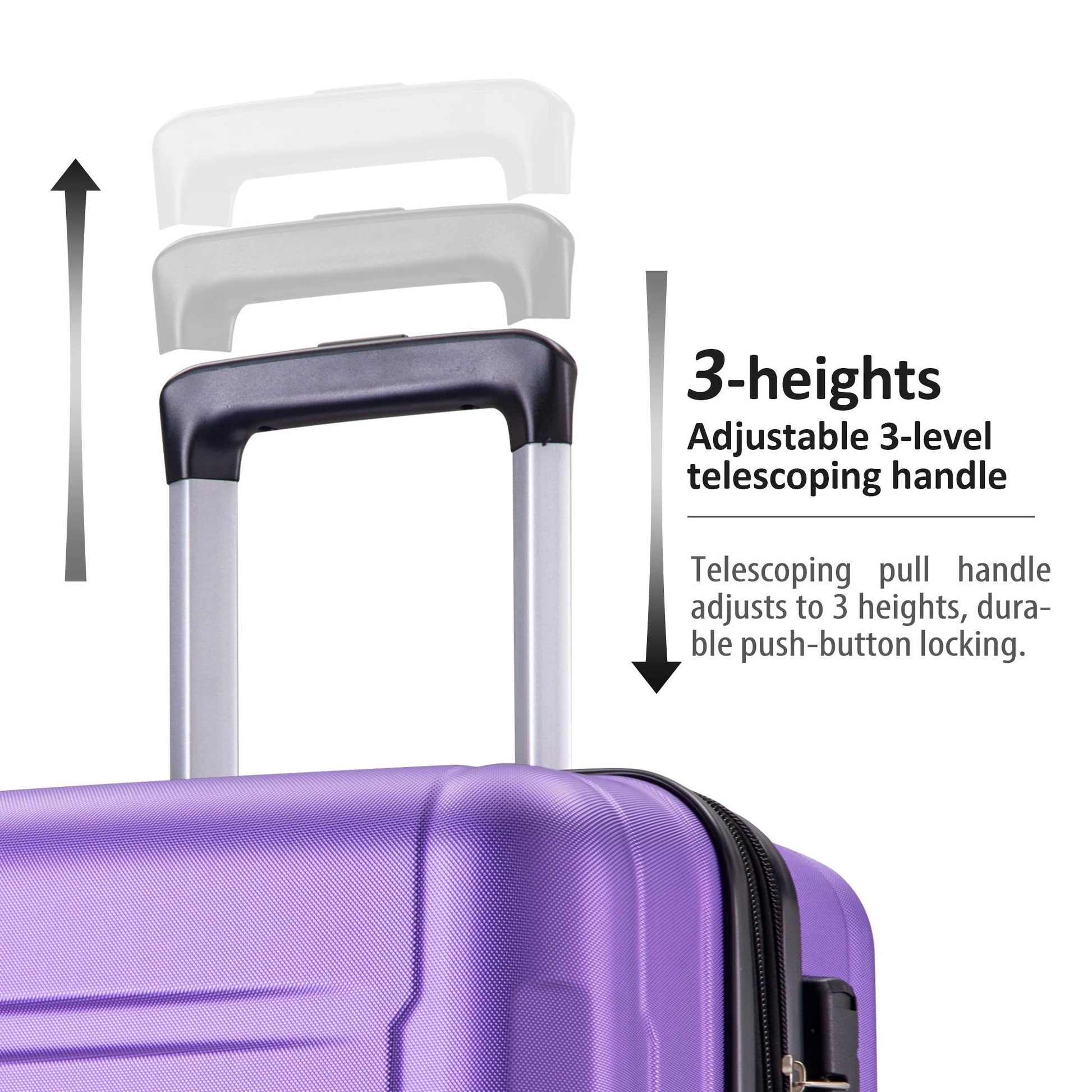 Expanable Spinner Wheel 2 Piece Luggage Set ABS Lightweight Suitcase with TSA Lock 20inch+28inch Purple + Plastic - Korvel