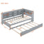 Wooden Twin Size DayBed with Twin Size Trundle, DayBed with Storage Shelf and USB Charging Ports,Grey - Korvel