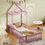 Wooden Twin Size Children's Bed with Detachable Headboard, Pink