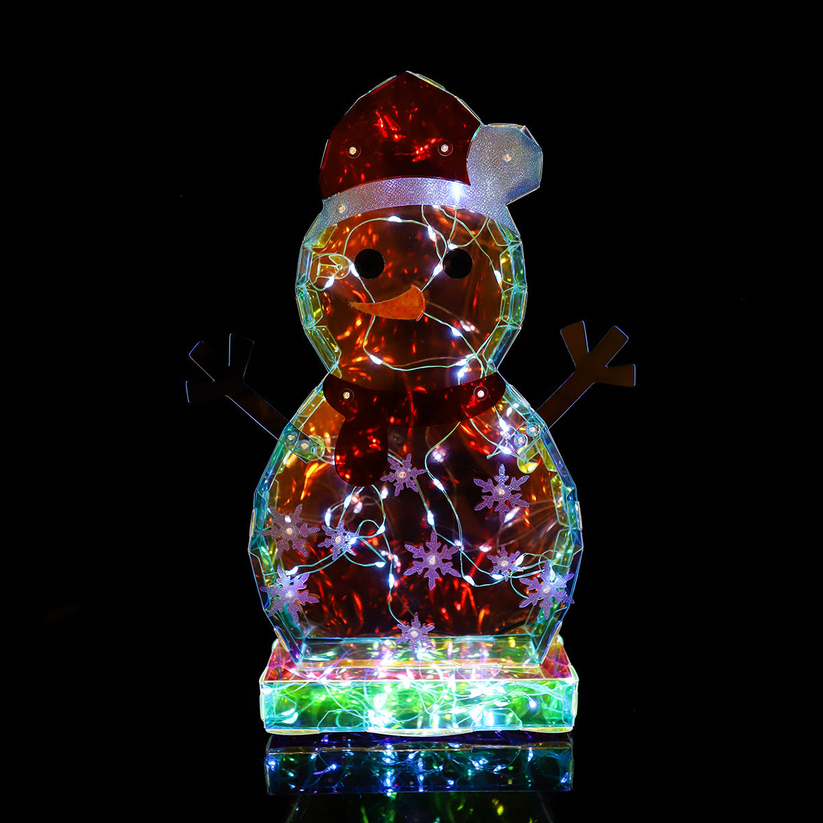 Christmas Colorful Glowing Snowman Ornament Flat Snowman Desktop Plug in Night Light - Korvel