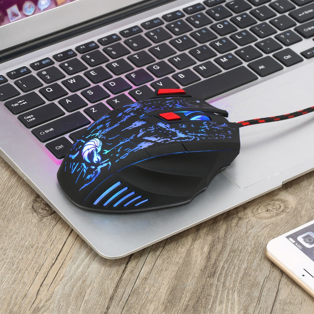 Flowing Crack Colorful Luminous Gaming Mouse Wired Blaze Bird Mouse - Korvel